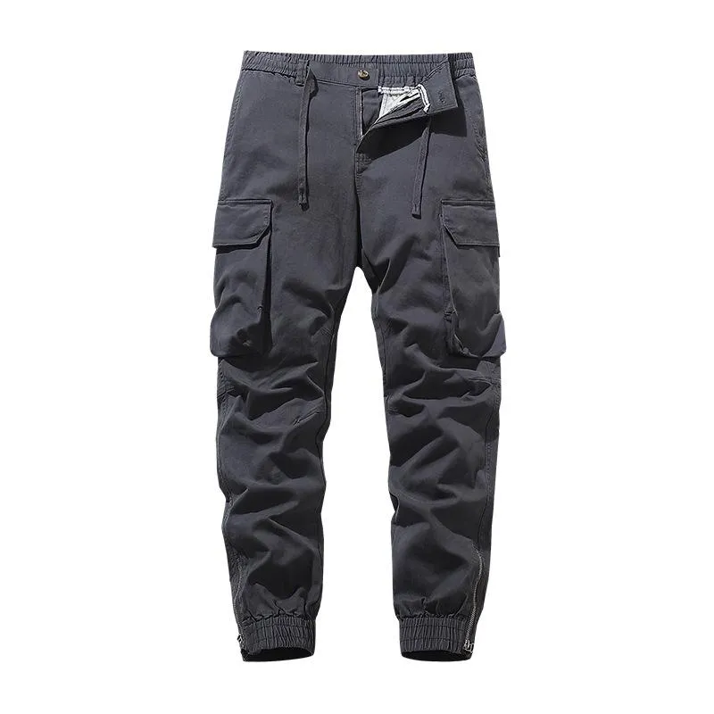 Men's Solid Color Multi-pocket Zipper Cuffs Cargo Pants 89190738Z sold by Manly product image thumbnail 2