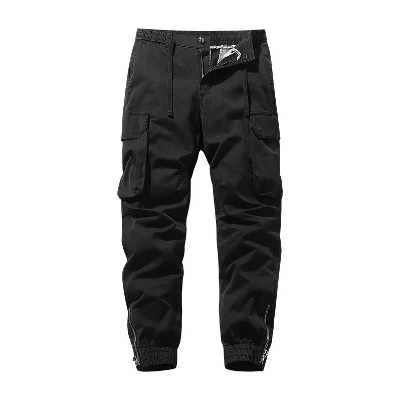 Men's Solid Color Multi-pocket Zipper Cuffs Cargo Pants 89190738Z sold by Manly product image thumbnail 4