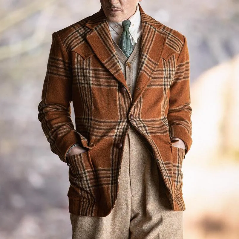 Men's Vintage Checked Notch Lapel Single Breasted Slim Blazer 99796480Z sold by Manly product image thumbnail 2