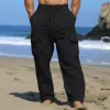 Men's Solid Loose Multi-pocket Elastic Waist Casual Pants 14013824Z sold by Manly