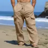 Men's Solid Loose Multi-pocket Elastic Waist Casual Pants 14013824Z sold by Manly