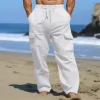 Men's Solid Loose Multi-pocket Elastic Waist Casual Pants 14013824Z sold by Manly