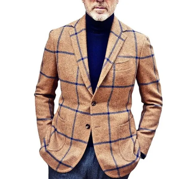 Men's Lapel Plaid Suit Jacket 52251136X sold by Manly