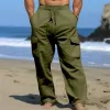 Men's Solid Loose Multi-pocket Elastic Waist Casual Pants 14013824Z sold by Manly