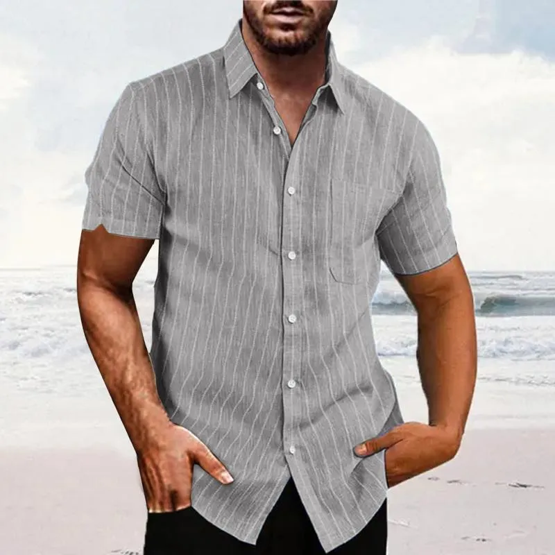 Men's Striped Lapel Short Sleeve Casual Shirt 13663896Z sold by Manly product image thumbnail 2
