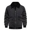 Men's Vintage Fleece Warm Lapel Single Breasted Denim Jacket 56398504M sold by Manly