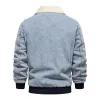 Men's Vintage Fleece Warm Lapel Single Breasted Denim Jacket 56398504M sold by Manly