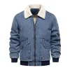 Men's Vintage Fleece Warm Lapel Single Breasted Denim Jacket 56398504M sold by Manly