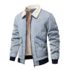 Men's Vintage Fleece Warm Lapel Single Breasted Denim Jacket 56398504M sold by Manly