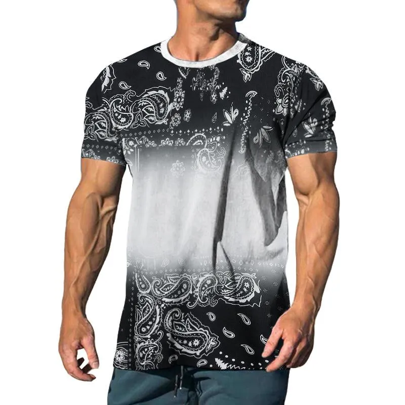 Men's Casual Perris Cashew Flower Gradient T-shirt 24334712TO sold by Manly