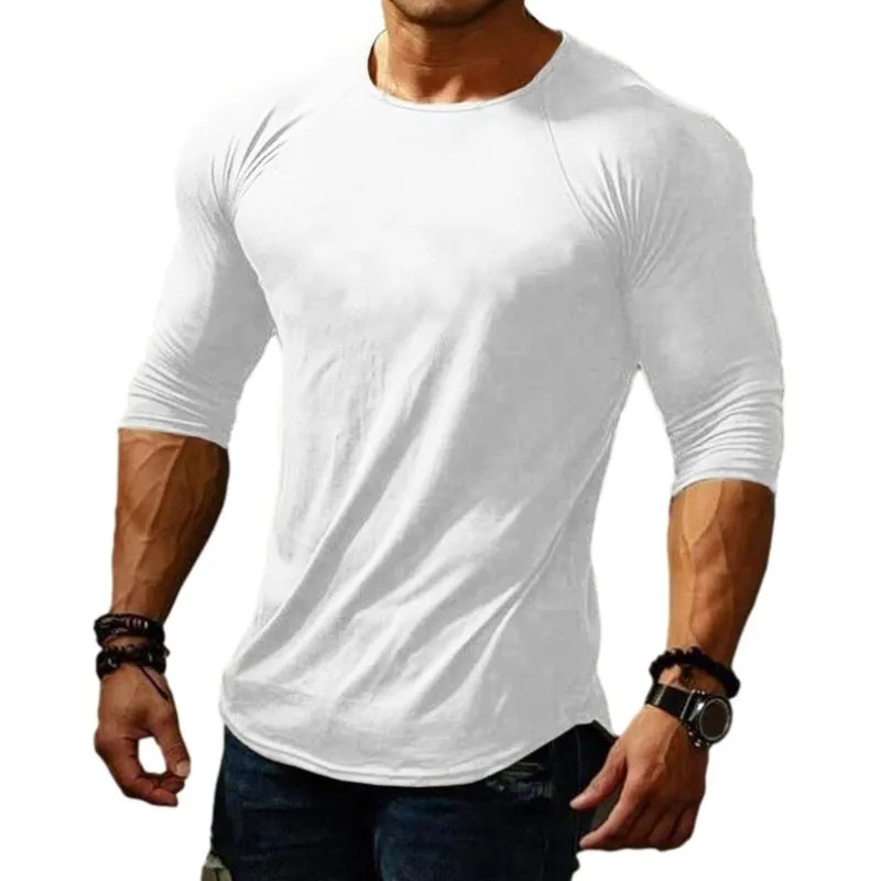 Men's Casual Cotton Blended Round Neck Long Sleeve Slim Fit T-Shirt 24099894M sold by Manly