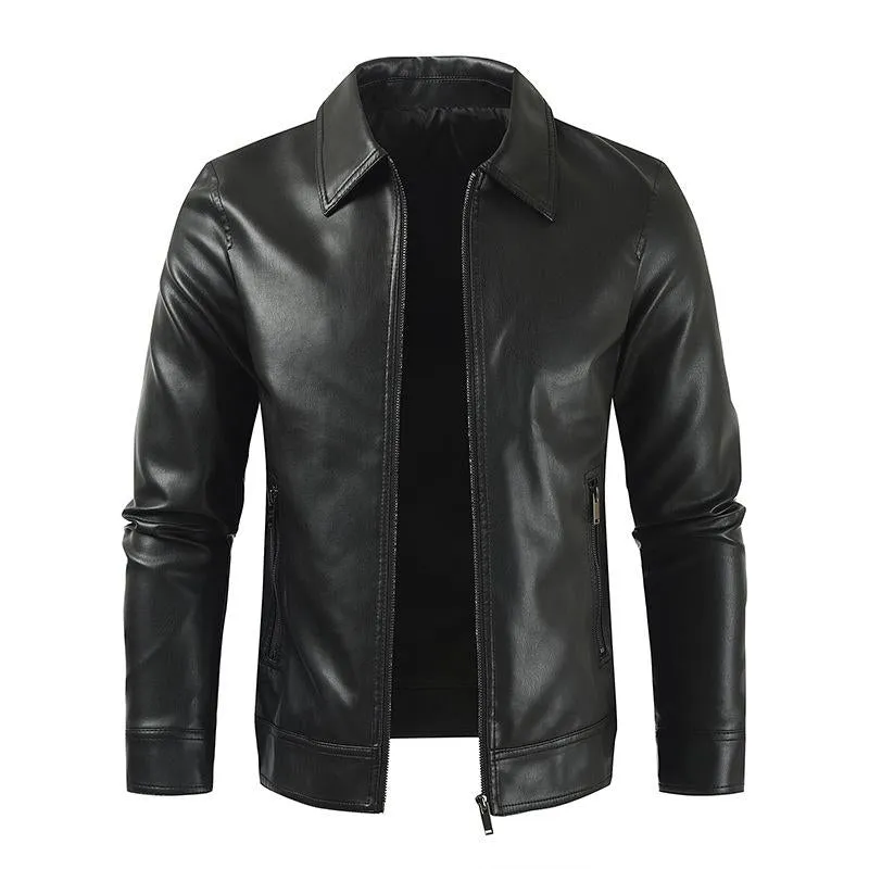 Men's Casual Solid Color Motorcycle Lapel Jacket 45070548Y sold by Manly product image thumbnail 3
