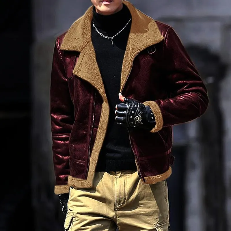 Men's Faux Fur Lapel Zipper Thicken Casual Coat 88861980Z sold by Manly product image thumbnail 4