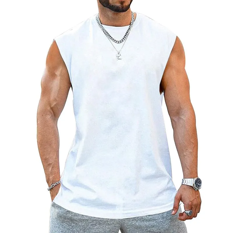 Men's Solid Round Neck Sleeveless Sports Fitness Tank Top 77712235Z sold by Manly product image thumbnail 4