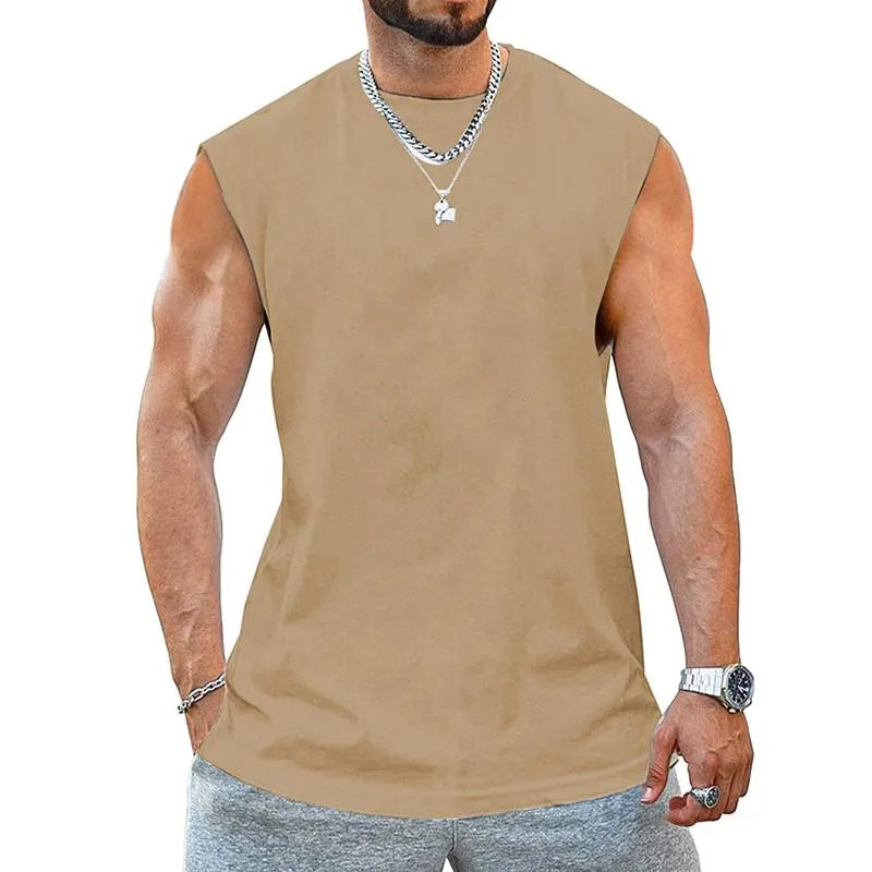 Men's Solid Round Neck Sleeveless Sports Fitness Tank Top 77712235Z sold by Manly product image thumbnail 3