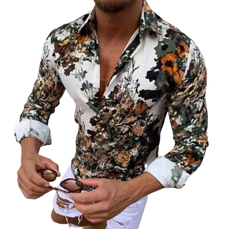 Men's Retro Casual Printed Long Sleeve Shirt 05540648TO sold by Manly