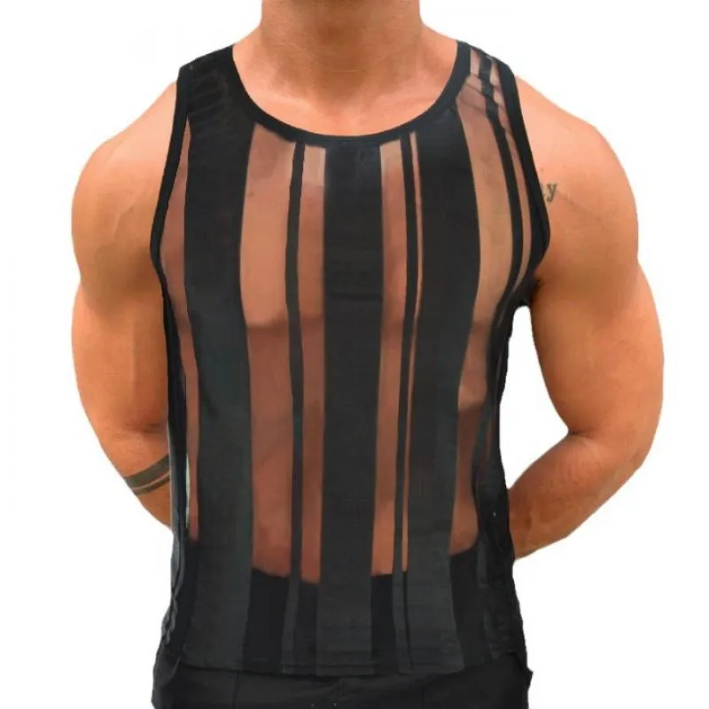 Men's Fashionable and Sexy See-Through Crew Neck Tank Top 16551547M sold by Manly