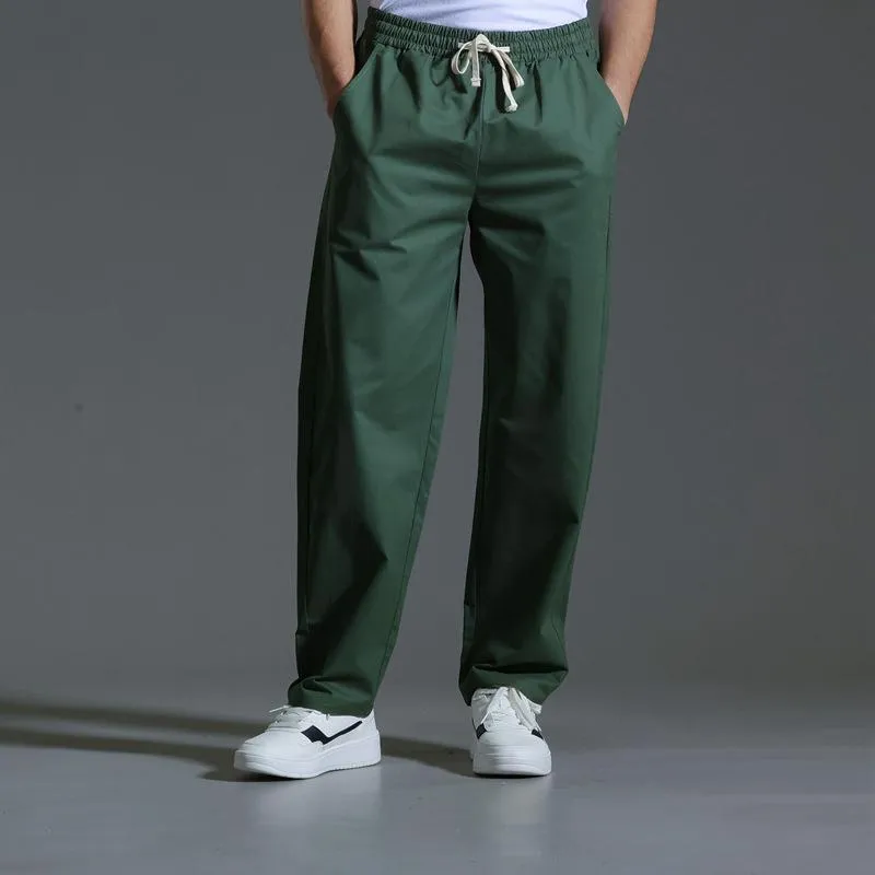 Men's Solid Cotton Elastic Waist Straight Casual Pants 79952606Z sold by Manly product image thumbnail 5