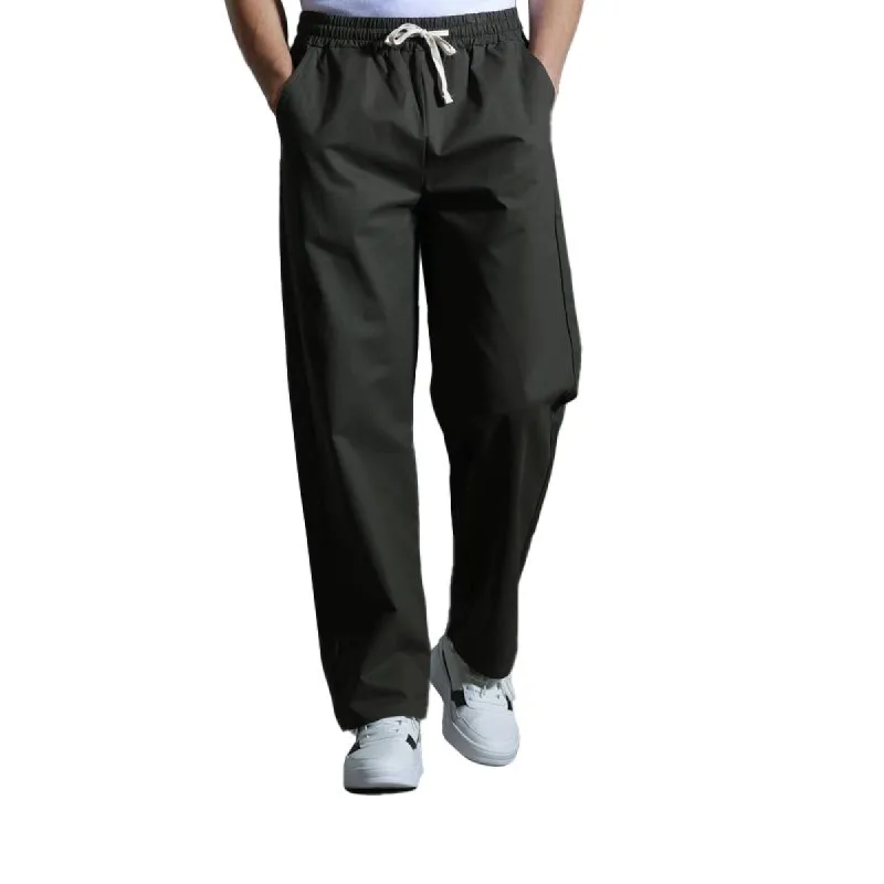 Men's Solid Cotton Elastic Waist Straight Casual Pants 79952606Z sold by Manly