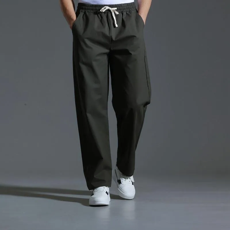 Men's Solid Cotton Elastic Waist Straight Casual Pants 79952606Z sold by Manly product image thumbnail 4
