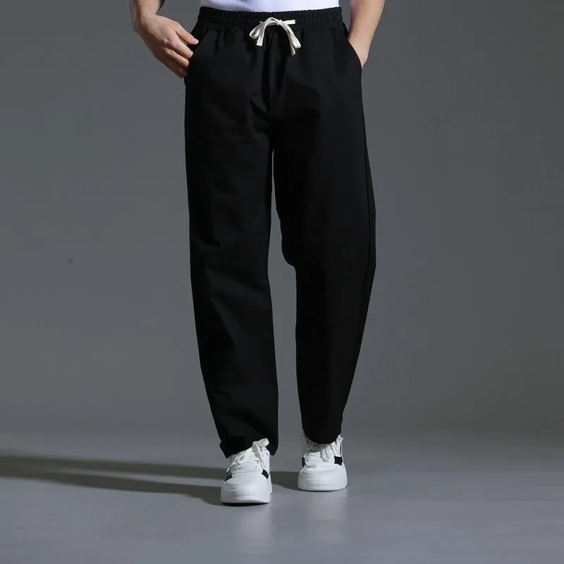 Men's Solid Cotton Elastic Waist Straight Casual Pants 79952606Z sold by Manly product image thumbnail 3
