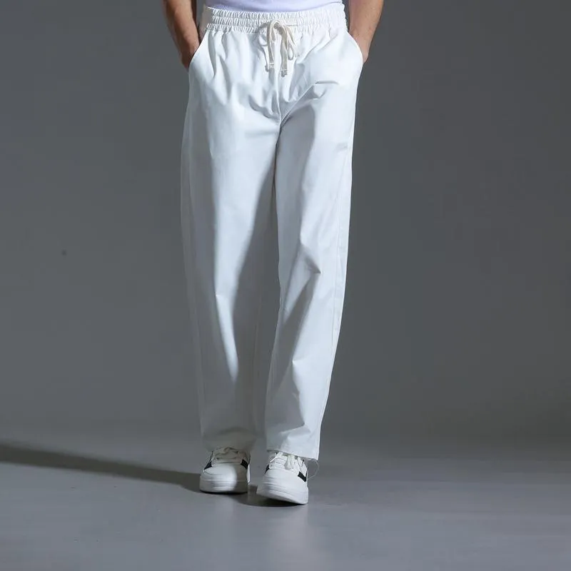 Men's Solid Cotton Elastic Waist Straight Casual Pants 79952606Z sold by Manly product image thumbnail 2