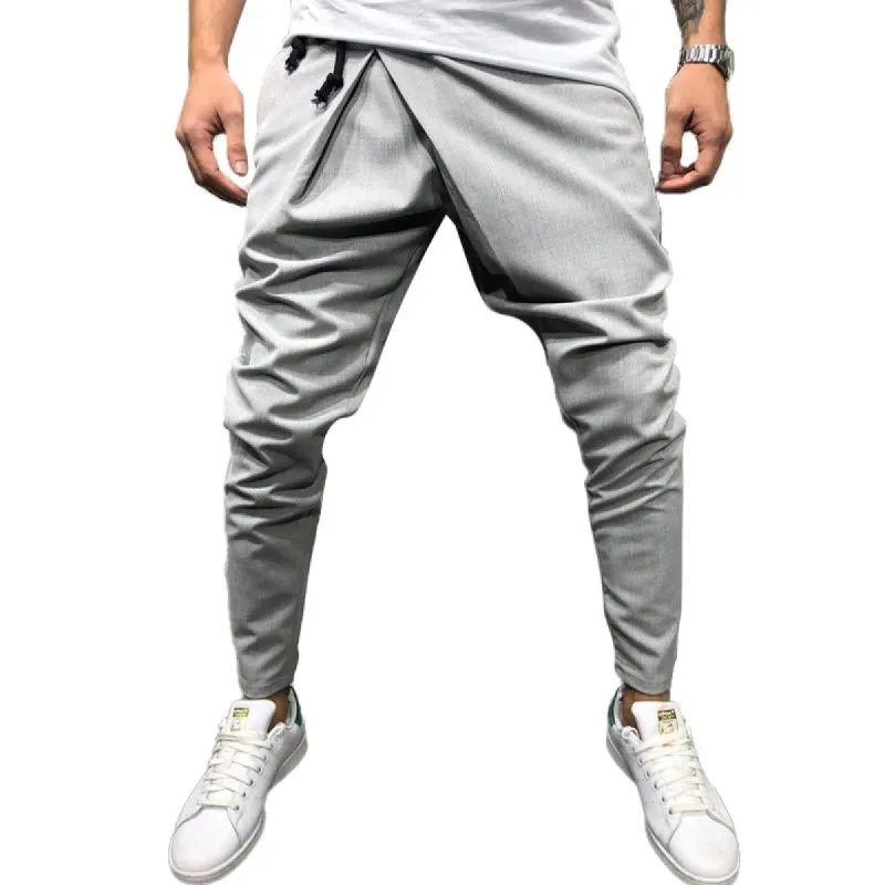 Men's Casual Solid Color Asymmetric Drawstring Pants 08352512Y sold by Manly