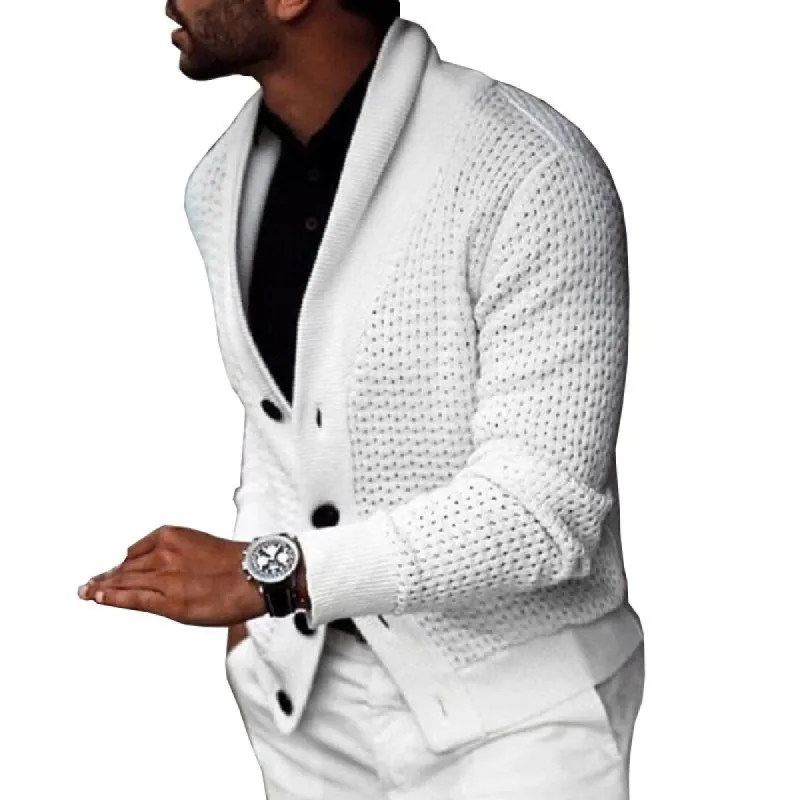 Men's Casual Long Sleeve Lapel Knit Cardigan 79896293M sold by Manly