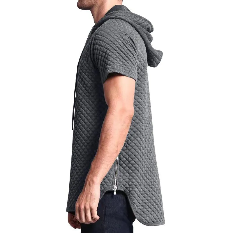 Men's Small Square Texture Fabric Solid Short Sleeve Hoodie 37073650Z sold by Manly product image thumbnail 5