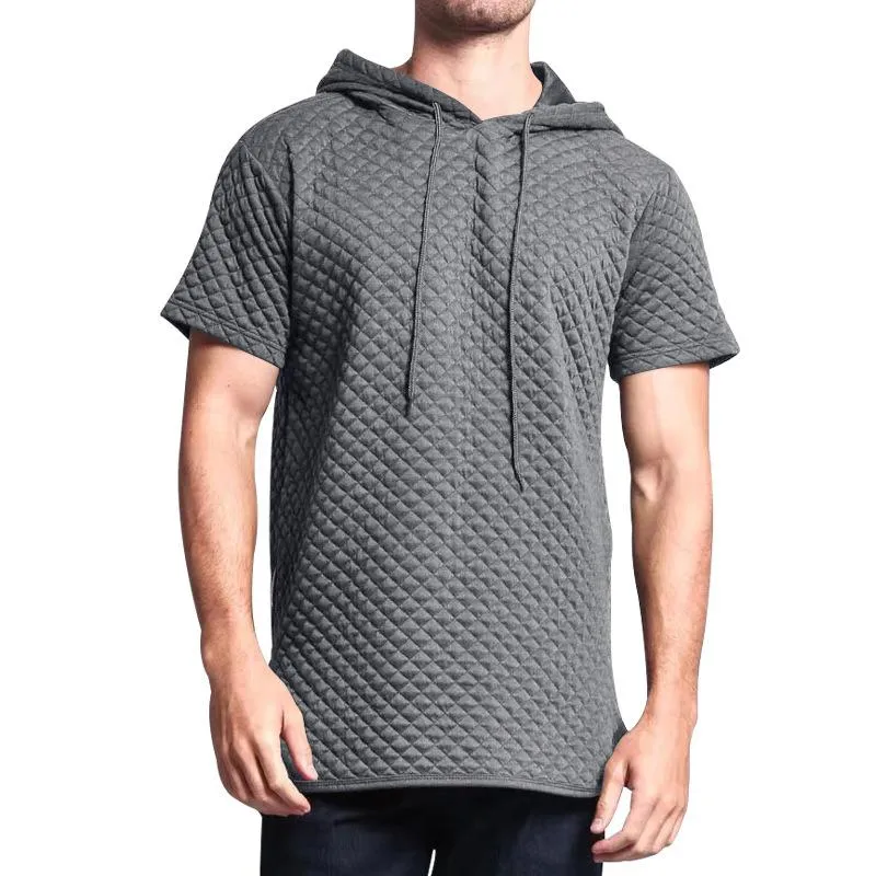Men's Small Square Texture Fabric Solid Short Sleeve Hoodie 37073650Z sold by Manly product image thumbnail 4