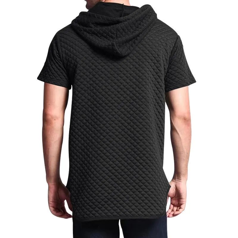 Men's Small Square Texture Fabric Solid Short Sleeve Hoodie 37073650Z sold by Manly product image thumbnail 3