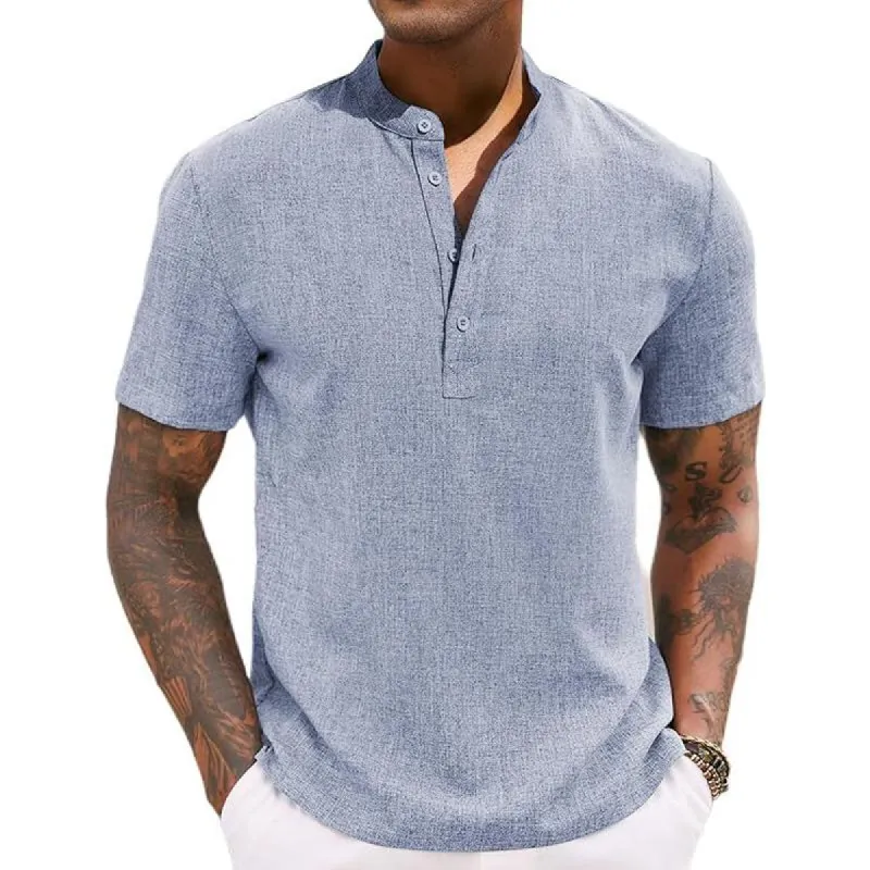 Men's Linen Short Sleeve Casual Button-Down Shirt 05812642X sold by Manly