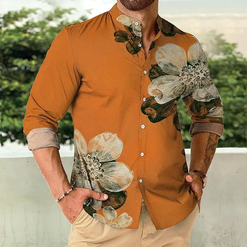 Men's Vintage Floral Stand Collar Long Sleeve Shirt 40741739TO sold by Manly product image thumbnail 2