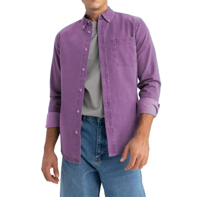 Men's Solid Color Lapel Casual Long Sleeve Shirt 31244823X sold by Manly product image thumbnail 2