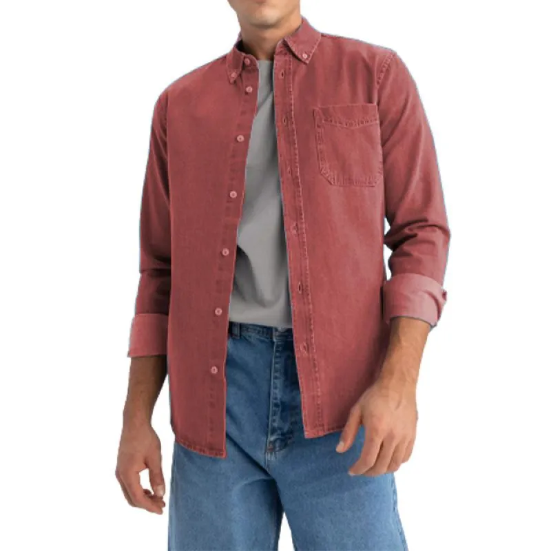 Men's Solid Color Lapel Casual Long Sleeve Shirt 31244823X sold by Manly