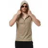 Men's Casual Solid Color V Neck Hooded Sleeveless Tank Top 03939558M sold by Manly