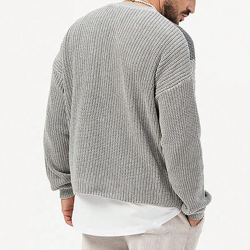 Men's Casual Color Block Loose Crew Neck Sweater 57056000Y sold by Manly product image thumbnail 2