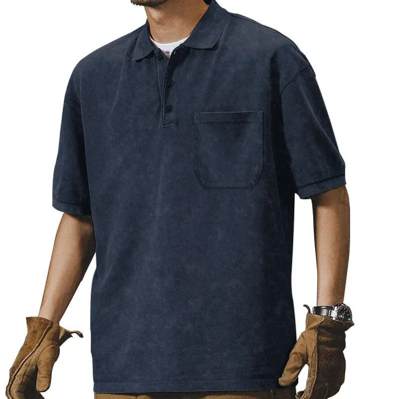 Men's Vintage Washed Distressed Lapel Short Sleeve Polo Shirt 05946772M sold by Manly