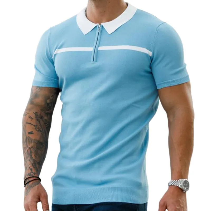 Men's Casual Striped Short-sleeved Polo Shirt 24602011TO sold by Manly