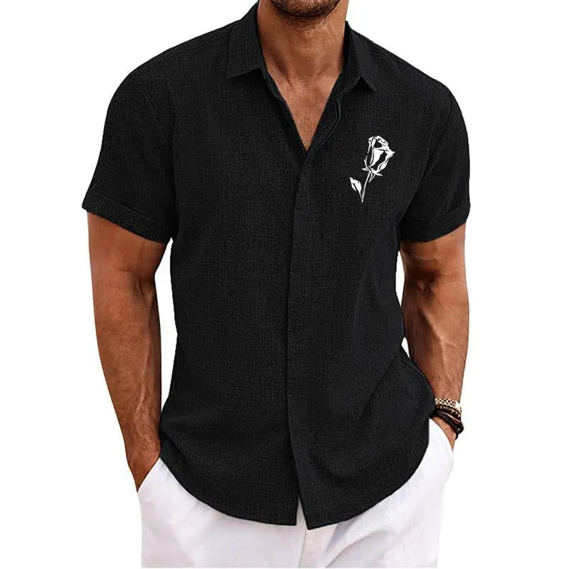 Men's Casual Printed Short Sleeve Lapel Shirt 81810276X sold by Manly