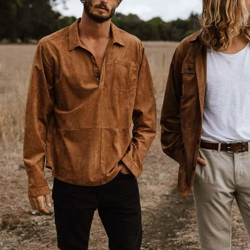 Men's Casual Vintage Loose V-Neck Shirt 59240500X sold by Manly product image thumbnail 3