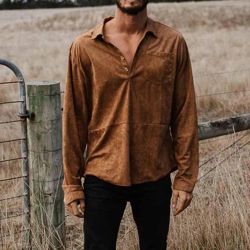 Men's Casual Vintage Loose V-Neck Shirt 59240500X sold by Manly product image thumbnail 2