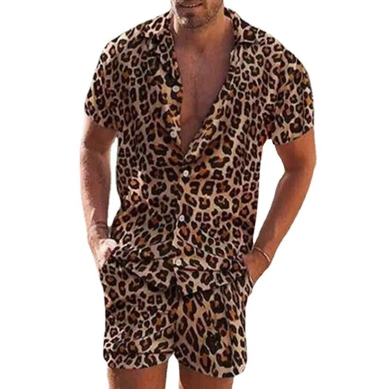 Men's Casual Leopard Short Sleeve Shirt Set 88374913Y sold by Manly