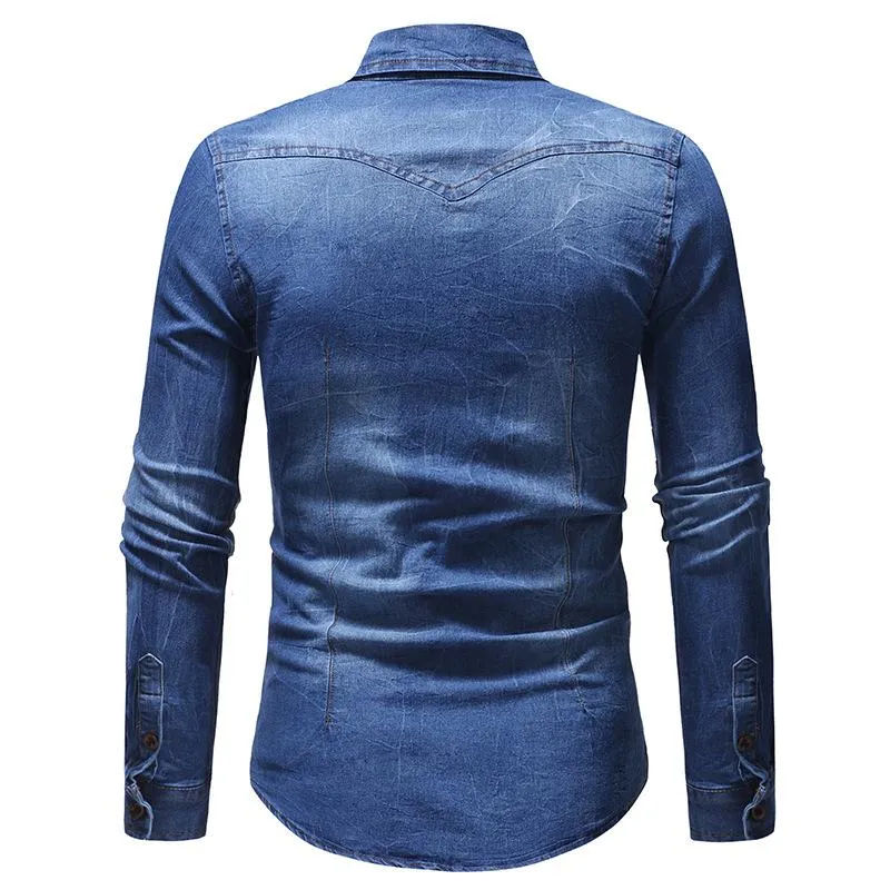 Men's Casual Denim Pocket Print Long Sleeve Shirt 77970622Y sold by Manly product image thumbnail 3
