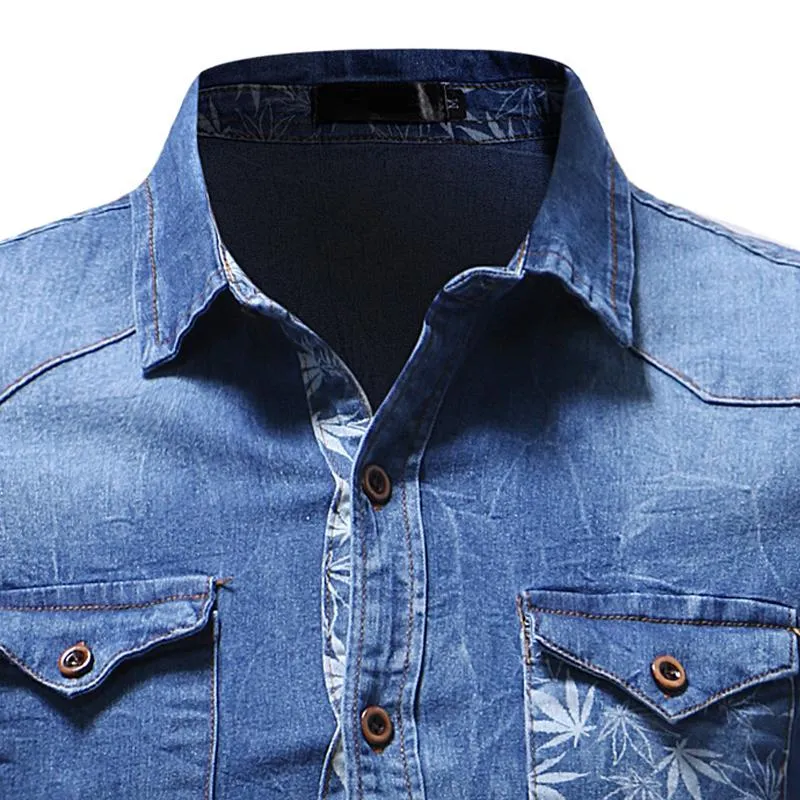 Men's Casual Denim Pocket Print Long Sleeve Shirt 77970622Y sold by Manly product image thumbnail 5
