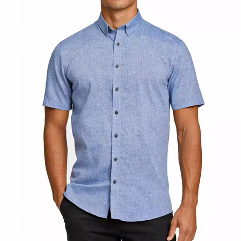 Men's Cotton and Linen Solid Color Hawaiian Short Sleeve Shirt 72147913X sold by Manly