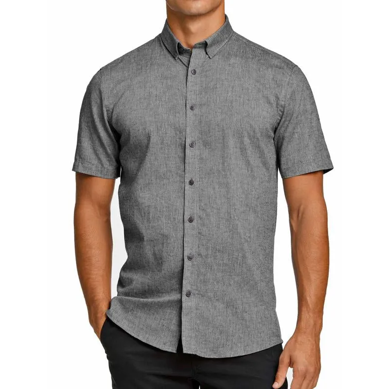 Men's Cotton and Linen Solid Color Hawaiian Short Sleeve Shirt 72147913X sold by Manly product image thumbnail 4