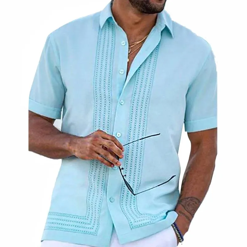 Men's Vintage Print Lapel Short Sleeve Shirt 73060353Y sold by Manly