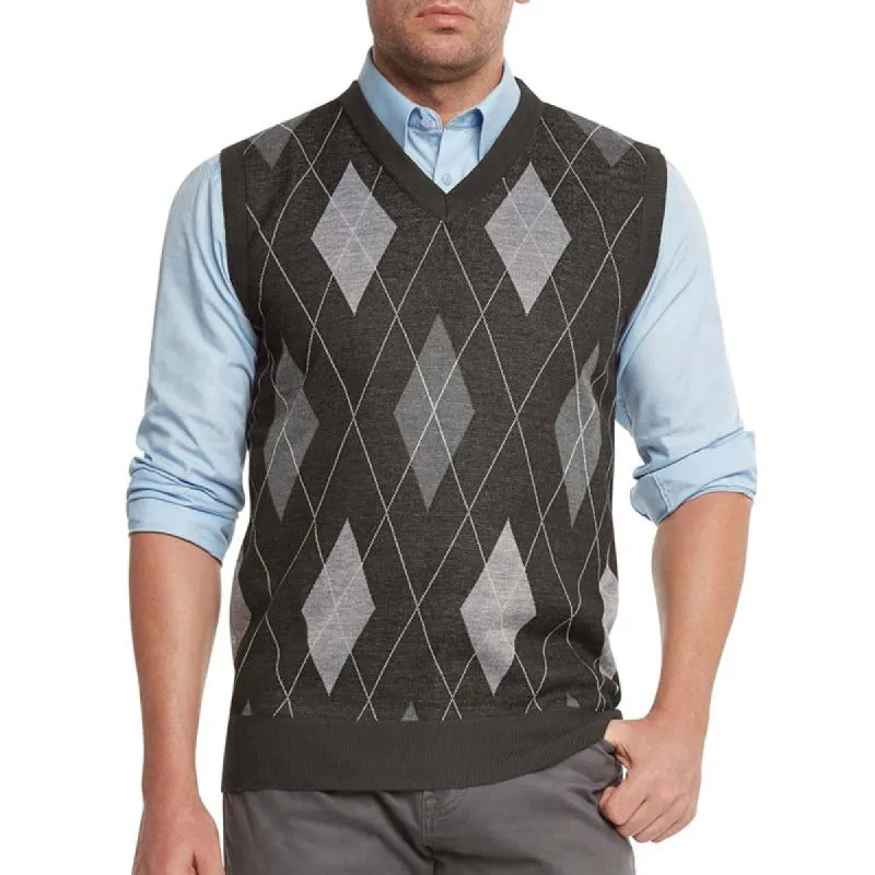Men's Vintage Plaid V-Neck Pullover Knitted Vest 49405960Y sold by Manly