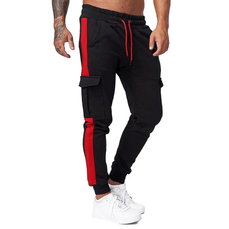 Men's Color Block Loose Elastic Waist Sports Casual Trousers 91109464Z sold by Manly